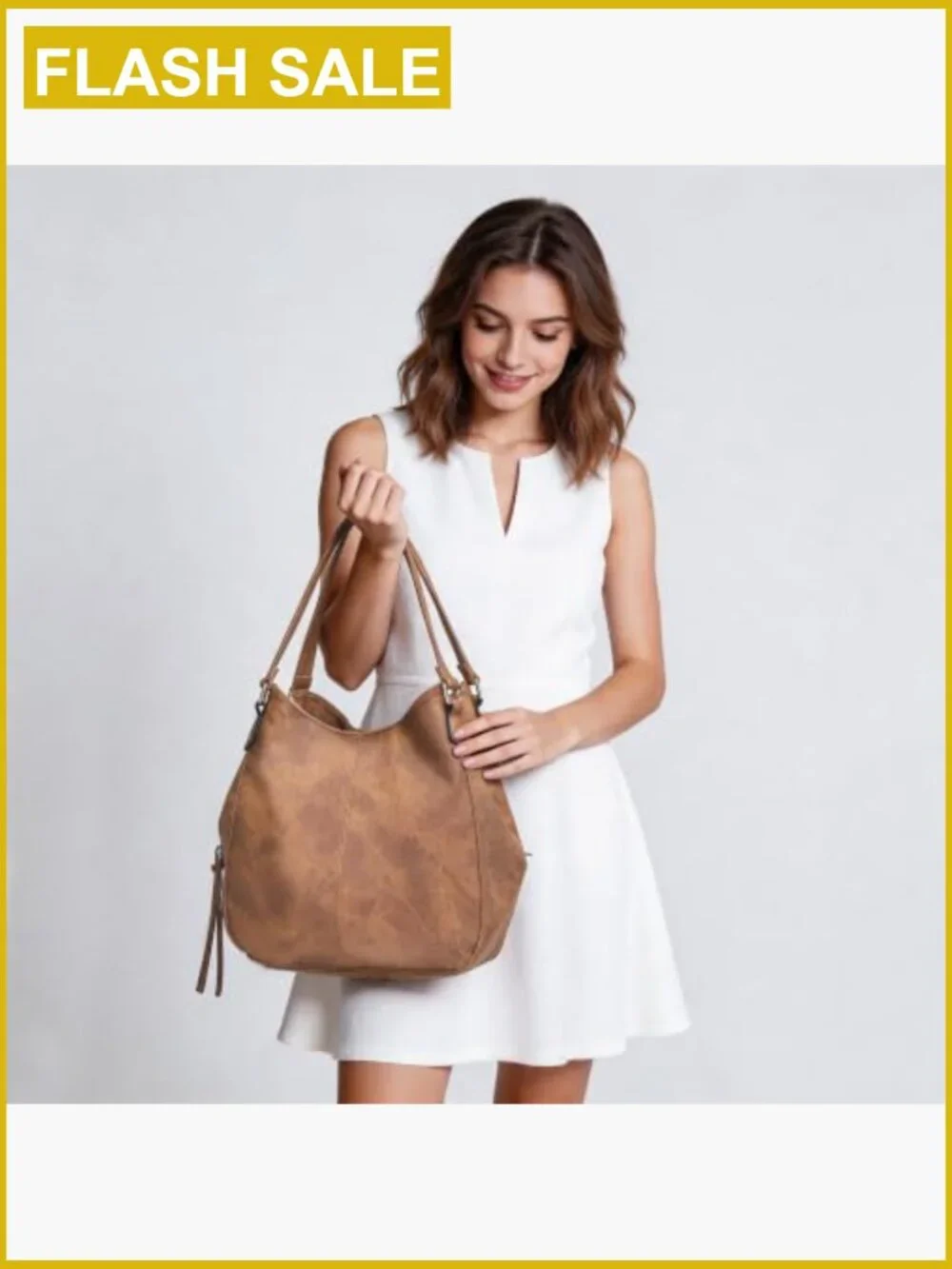 Vegan Leather Hobo Shoulder Bag Tote Purse Multi-pocket